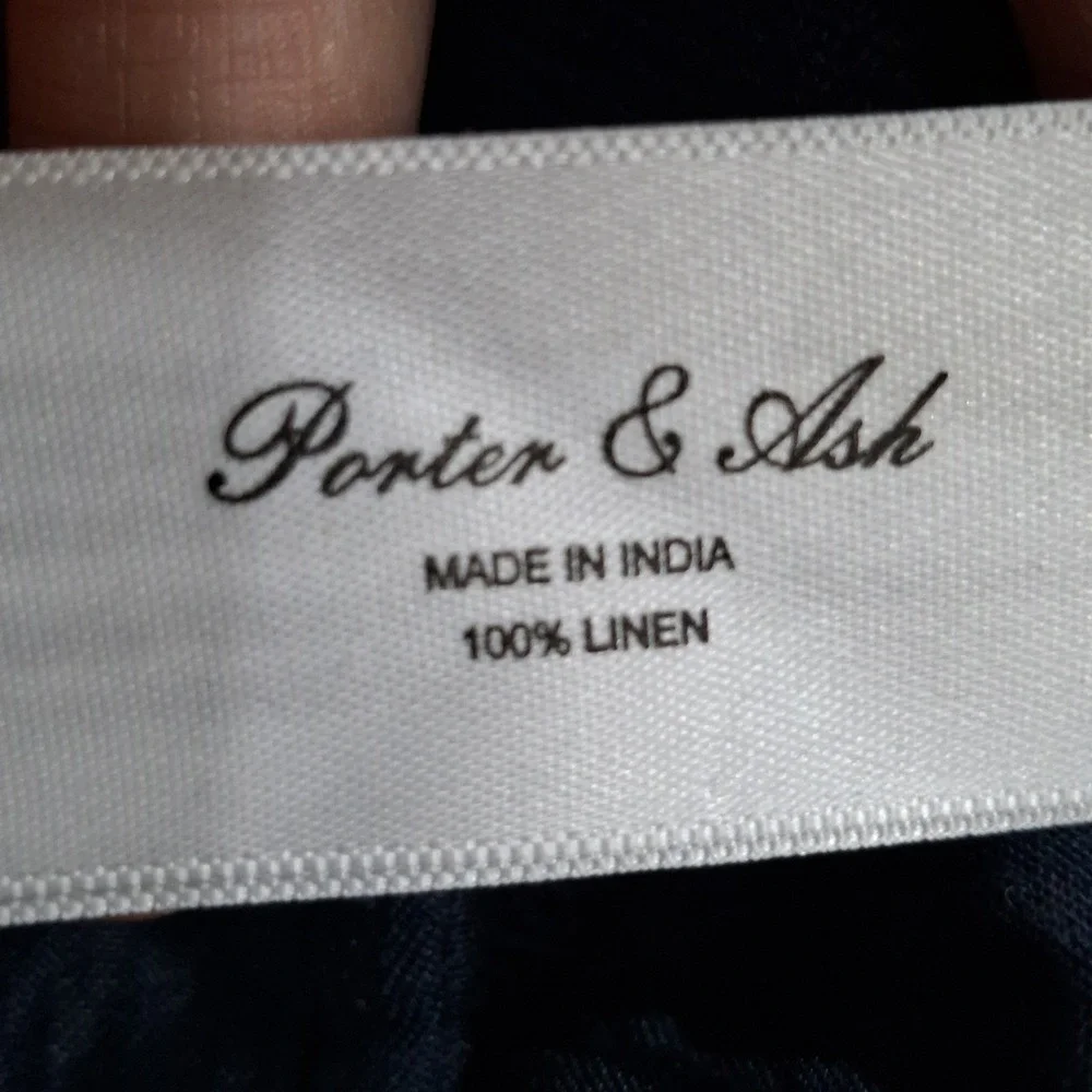 Porter & Ash Pants Mens 34x29 Linen Chino Navy Slim Fit Washable Preppy Beach